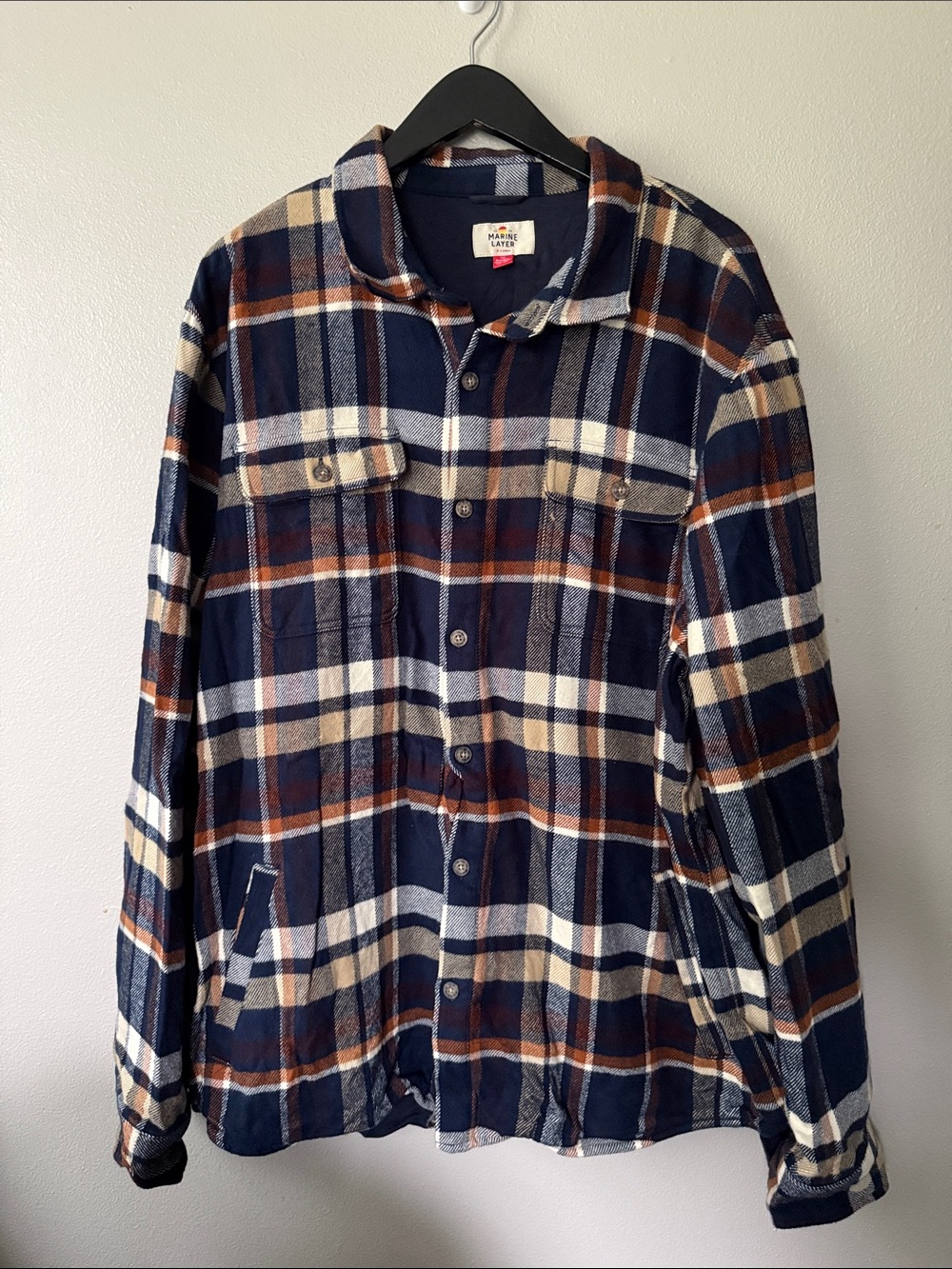 Marine Layer Men’s Signature Lined Camping Shirt Plaid Button Up Size XL